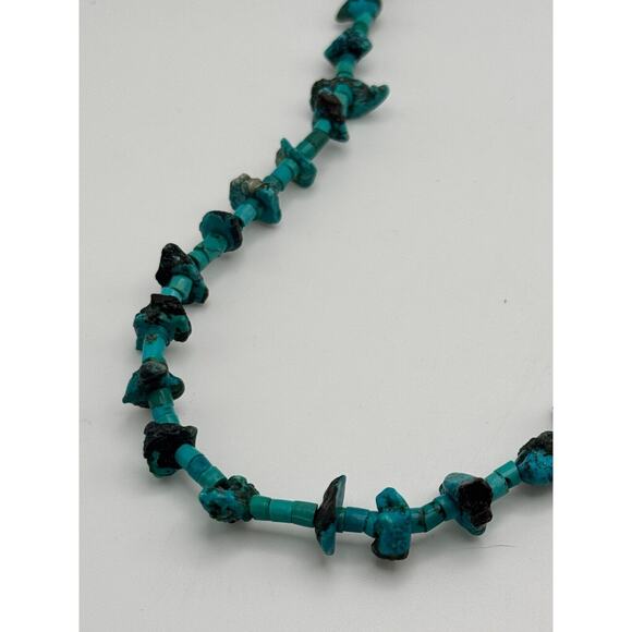 Rare Alaska TURQUOISE NUGGET + HEISHI necklace Ivory Barrel Clasp .925 Sterling - Picture 3 of 5